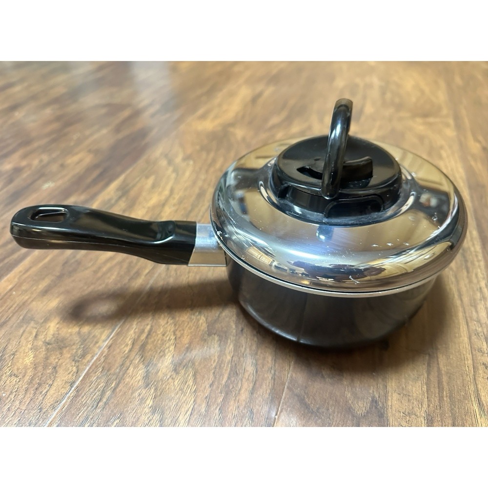 T-fal 6" Saucepan Black w/ Vented Lid Made‎ In France Non-Stick EUC